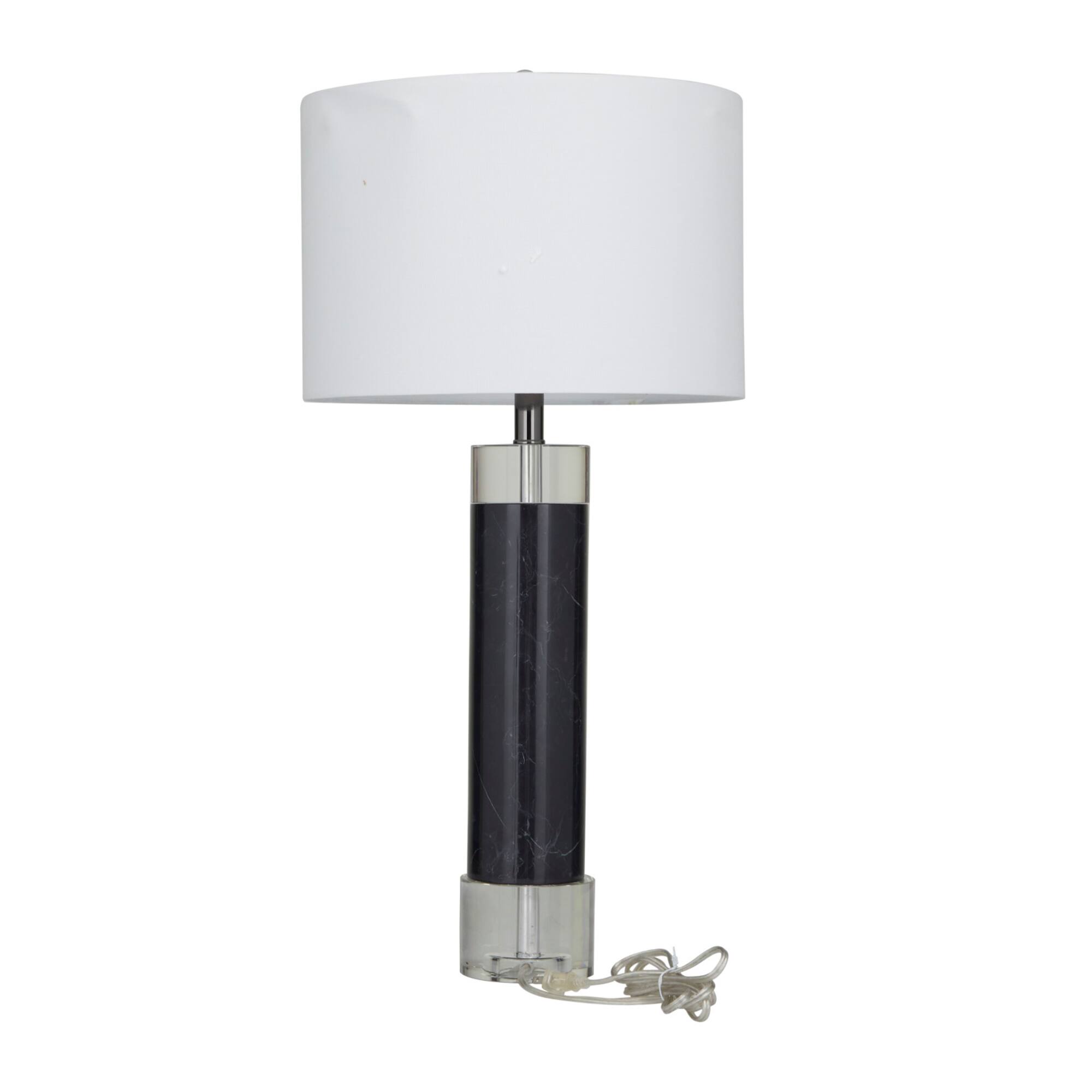 Marble Slender Stand Table Lamp with Drum Shade 15" x 15" x 29